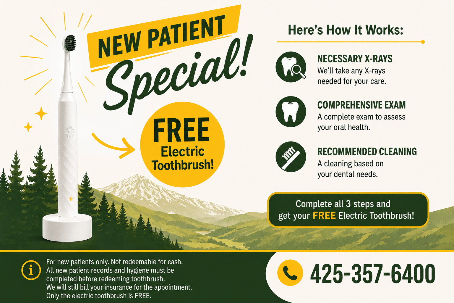 Free Electric Toothbrush with Full Exam & Cleaning in Mill Creek, WA