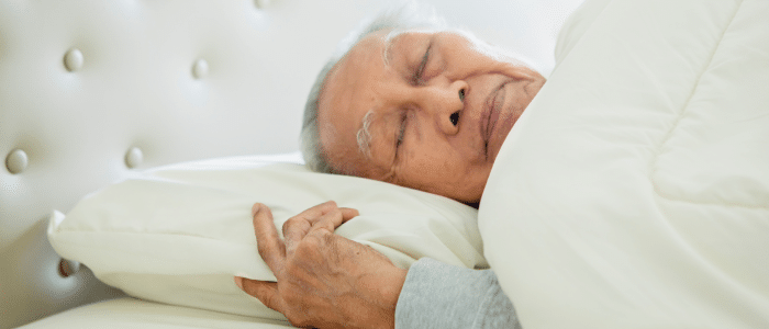 Patient having a fitful, terrible sleep due to sleep apnea and CPAP machine